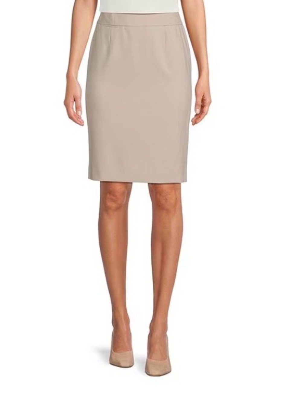 Calvin Klein Beige High Rise Luxe Stretch Pencil Skirt